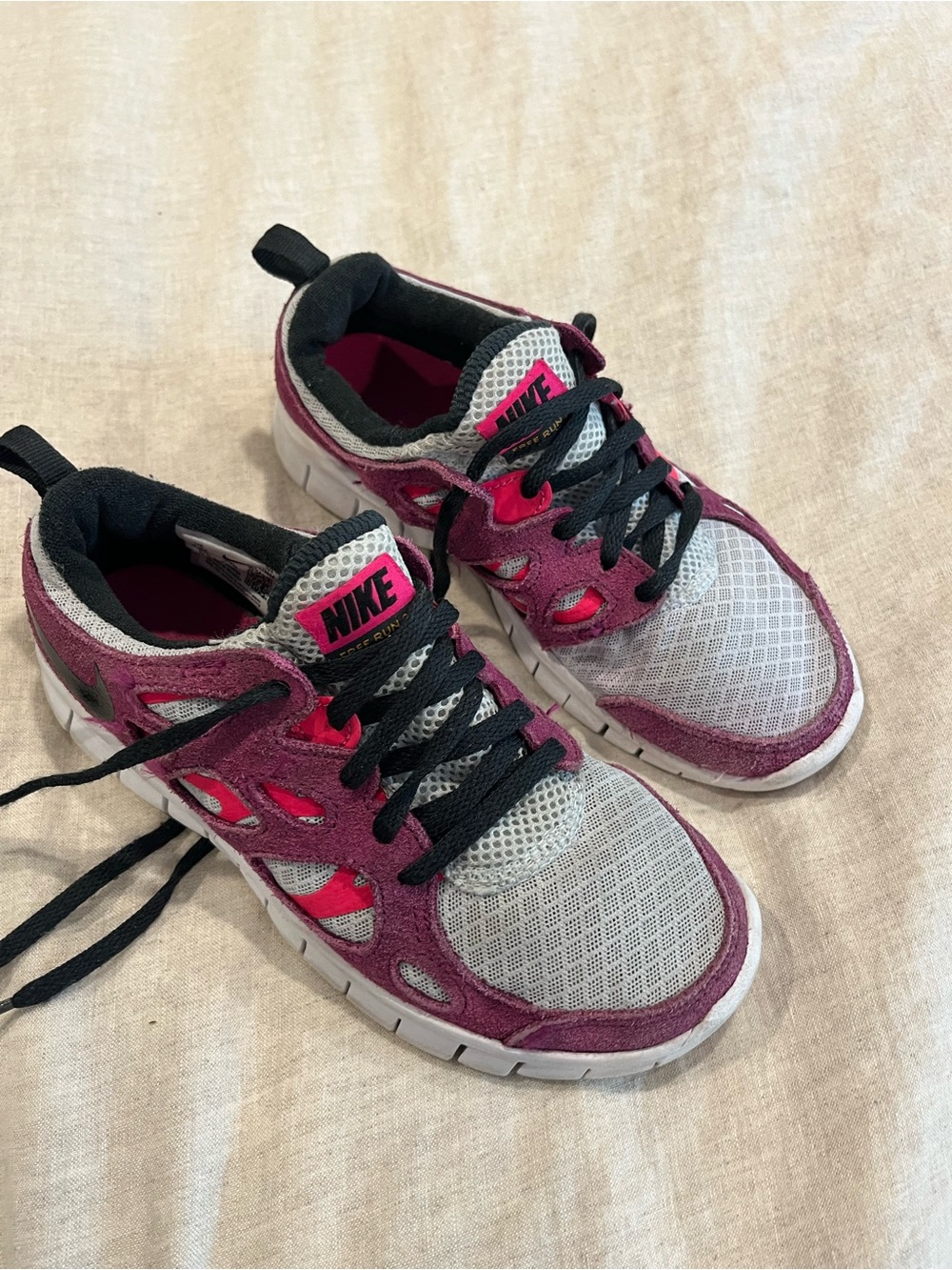 Nike Kids Gray, Pink & Black Mesh Athletic Sneakers